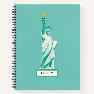 Cuaderno Lady Liberty en un bloc de notas Verde azulado