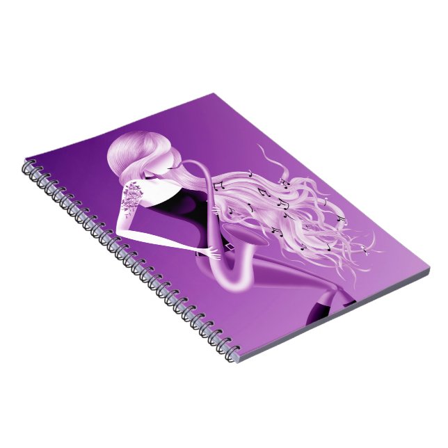 Cuaderno Lady Saxofonista Musismo Purple (Lado Derecho)