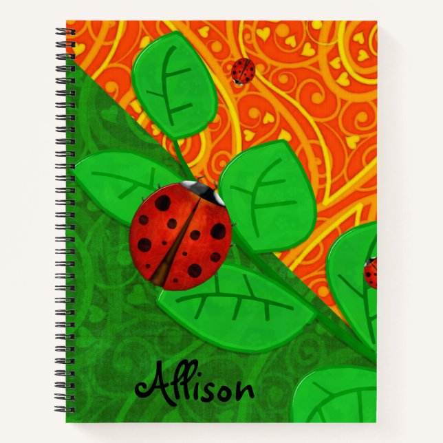 Cuaderno Ladybug Whimsey 3D Folk Art AGREGAR TU NOMBRE SUJE (Anverso)