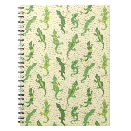 Cuaderno Lagartijas trepando rocas en amarillo - patrón con