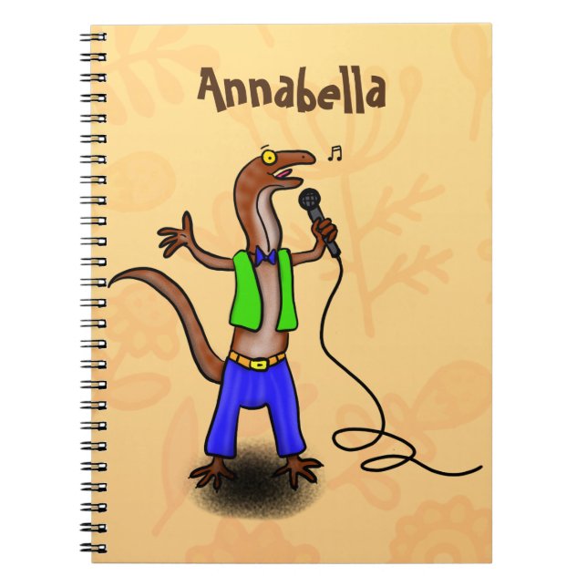 Cuaderno Lagarto divertido cantando con micrófono caricatur (Frente)