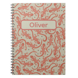 Cuaderno Lagarto Gecko Lindo & Nombre Personalizado en Terr