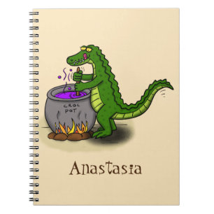 Cuaderno Lagarto verde divertido dibujo animado de cocina
