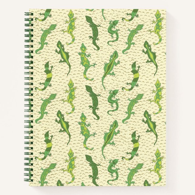 Cuaderno Lagartos escaladores de rocas sobre amarillo - pat (Anverso)