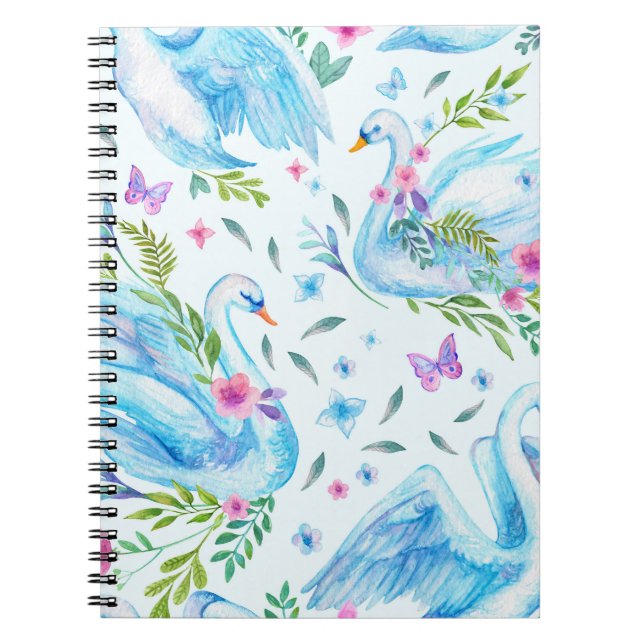 Cuaderno Lago de los cisnes, patrón continuo adorable de ac (Frente)