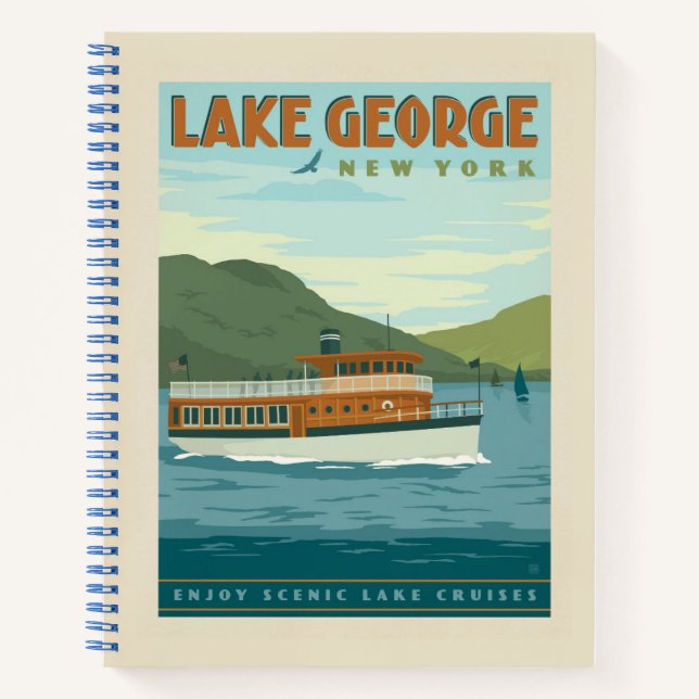 Cuaderno Lago George, Nueva York | Barco de época (Anverso)