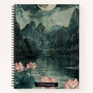 Cuaderno Lago Loto bajo la luz de la luna (8)