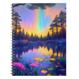 Cuaderno Lago oculto adornado con flores coloridas