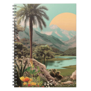 Cuaderno Lago Tropical Surrealista Con Palmeras