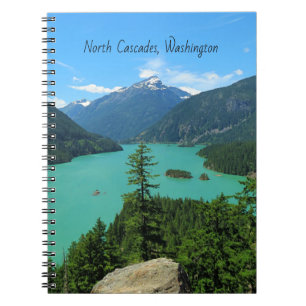 Cuaderno Lago Turquesa de montaña nevada en Washington