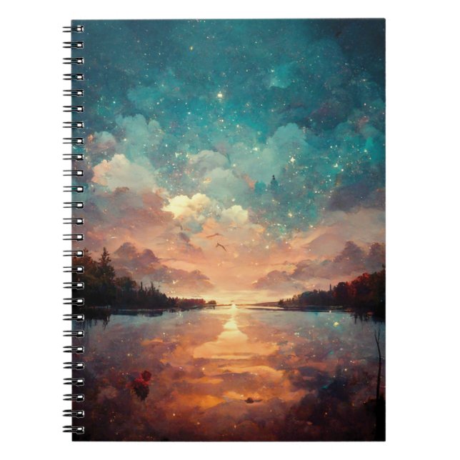 Cuaderno Lago Y Atardecer Soñosos | Paintaje paisajístico (Frente)