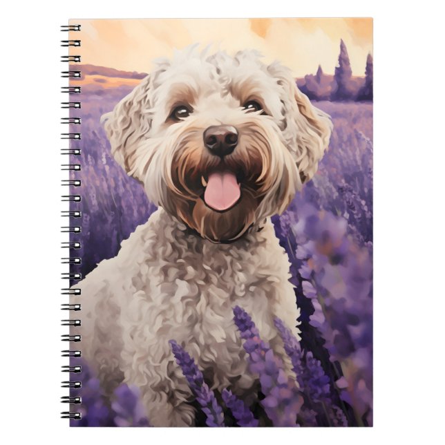 Cuaderno Lagotto Romagnolo en el campo Lavender (Frente)