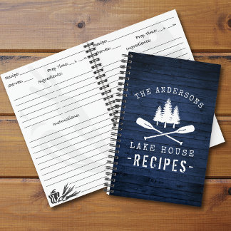 Cuaderno Lake House Boat Oars Trees Blue Wood Mini Receta