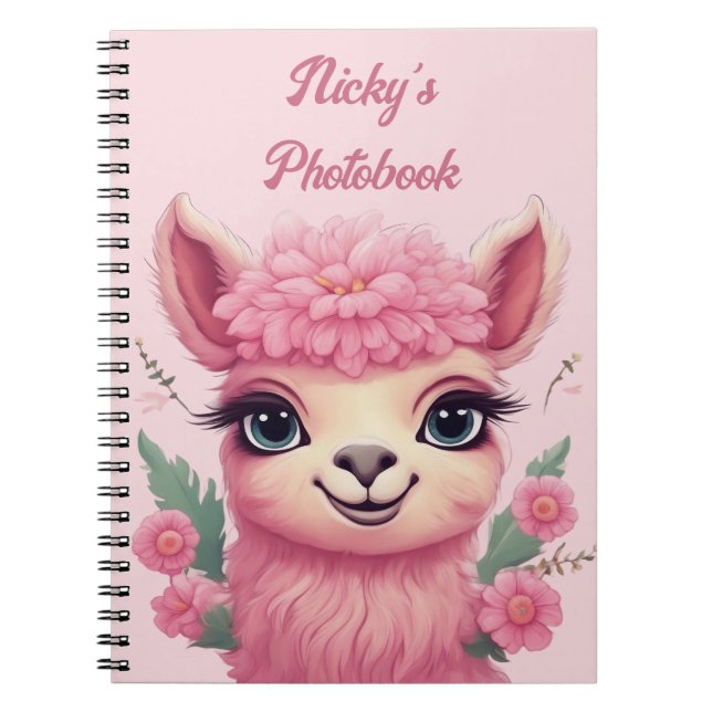 Cuaderno Lama, bebé sonriente rosa (Frente)