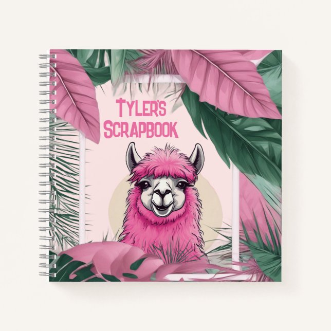 Cuaderno Lama Sonriente Feliz Rosa (Anverso)