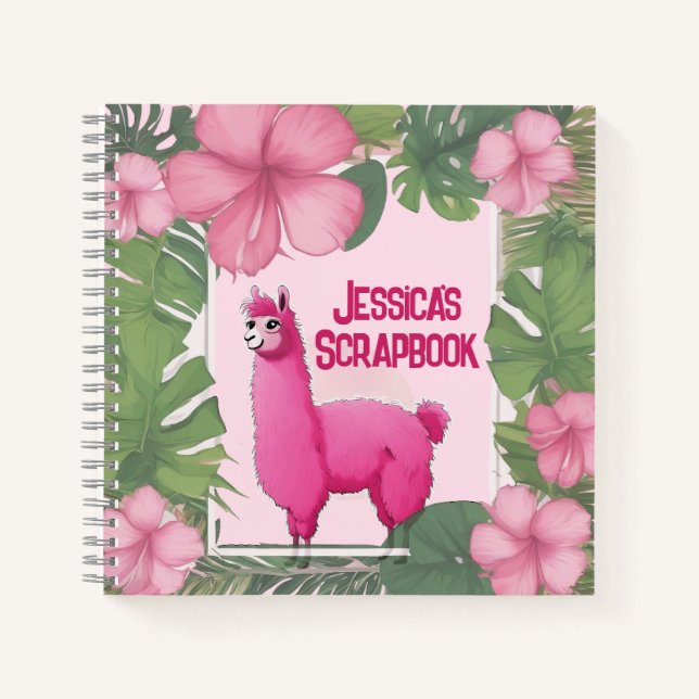 Cuaderno Lama sonriente feliz rosa (Anverso)