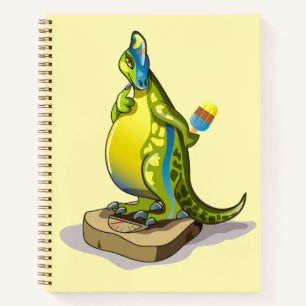 Cuaderno Lambeosaurus Parado En Una Escala De Peso.