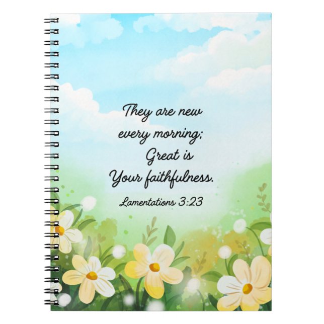 Cuaderno Lamentaciones 3:23 Cristianos de Primavera Amarill (Frente)