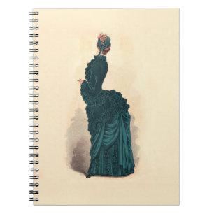 Cuaderno Lámina de moda victoriana antigua: vestido con pol