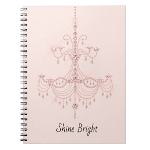 Cuaderno Lámpara de araña con joyas de destellos rosados