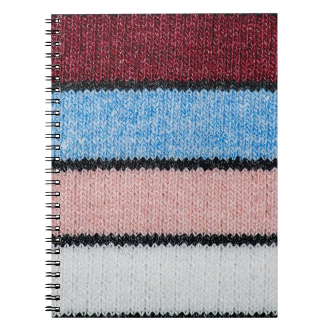 Cuaderno Lana de rayas multicolores: Textura de tela. (Frente)