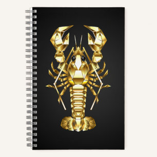 Cuaderno Langosta de bogavante poligonal dorada sobre negro