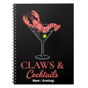 Cuaderno Langostinos Retro Martini Garras y Cócteles Coster