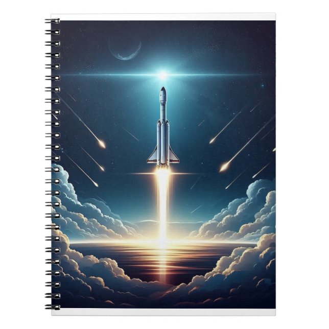 Cuaderno Lanzamiento de cohetes SpaceX en el cielo (Frente)