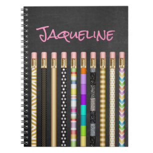 Cuaderno Lápices bonitos y pizarra personalizados