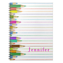 Cuaderno Lápices de Arte de Colores Nombre Personalizado De
