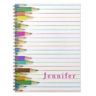 Cuaderno Lápices de Arte de Colores Nombre Personalizado De