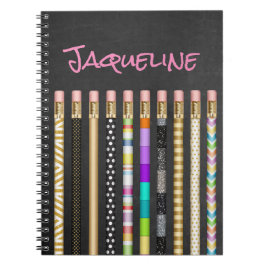 Cuaderno Lápices de bonito y pizarra personalizada