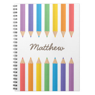 Cuaderno Lápices de Colorear Arcoíris Coloridos Nombre de l