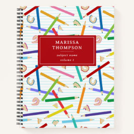 Cuaderno Lápices de Colores Patrón Profesor Escuela Estudia