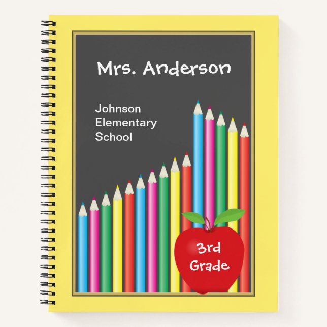 Cuaderno Lápices de colores y manzana roja (Anverso)