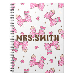 Cuaderno Lápiz con nombre personalizado Coquette Bow