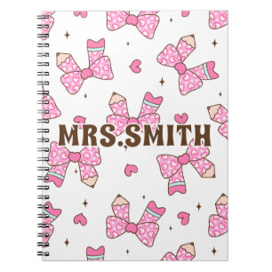 Cuaderno Lápiz con nombre personalizado Coquette Bow