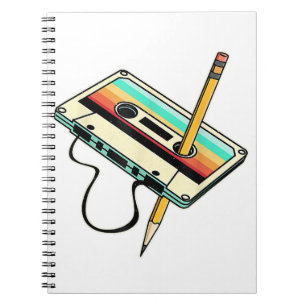 Cuaderno Lápiz de cinta de casete de los 80, lanzamiento re