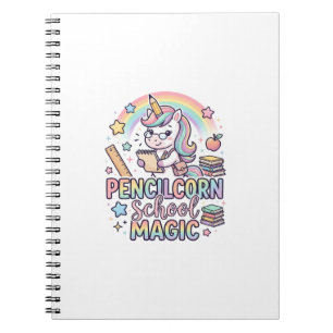 Cuaderno Lápiz de Unicornio Escuela Mágica Pegatina Adorabl