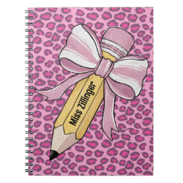 Cuaderno lápiz personalizado con arco rosa y blanco