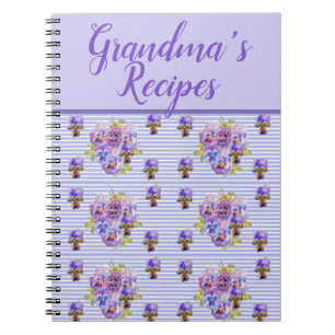Cuaderno Las abuelas recetas Viola Flor Floral púrpura Lila