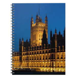Cuaderno Las Casas del Parlamento de noche en la ciudad de