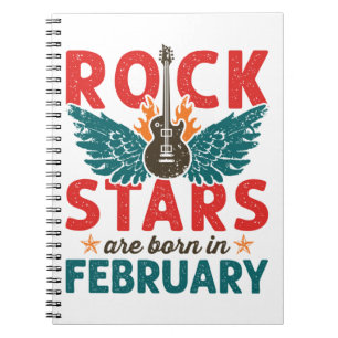 Cuaderno Las estrellas de rock nacen en febrero cumpleaños