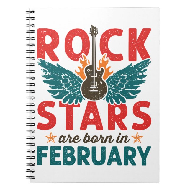 Cuaderno Las estrellas de rock nacen en febrero cumpleaños (Frente)