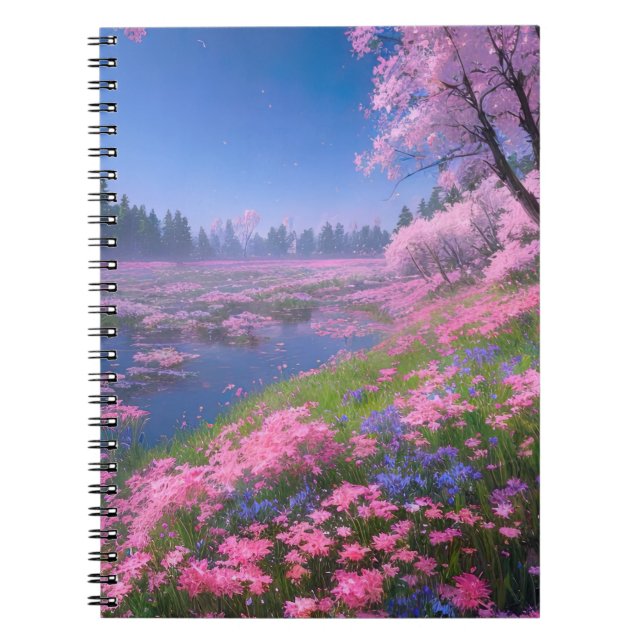 Cuaderno Las fascinantes flores rosas de un encantador pant (Frente)
