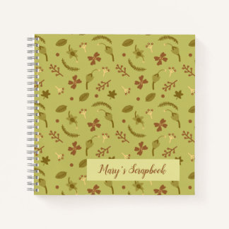 Cuaderno Las flores de arte folclórico verdes