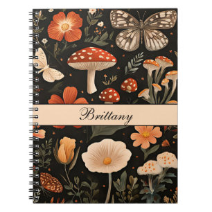 Cuaderno Las flores y hongos personalizados caen