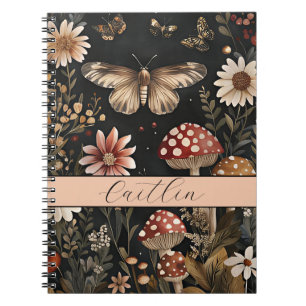 Cuaderno Las flores y hongos personalizados caen