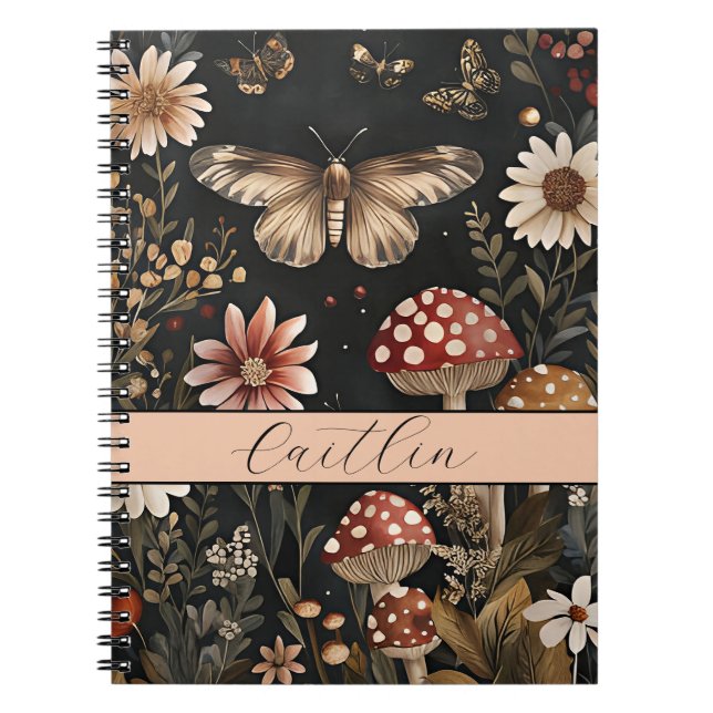 Cuaderno Las flores y hongos personalizados caen (Frente)
