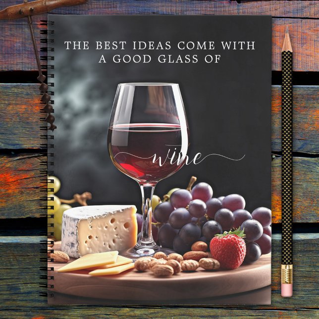 Cuaderno Las ideas del vino siguen siendo vida (A notebook featuring an illustration of a glass of red wine. Perfect for wine tasting notes)